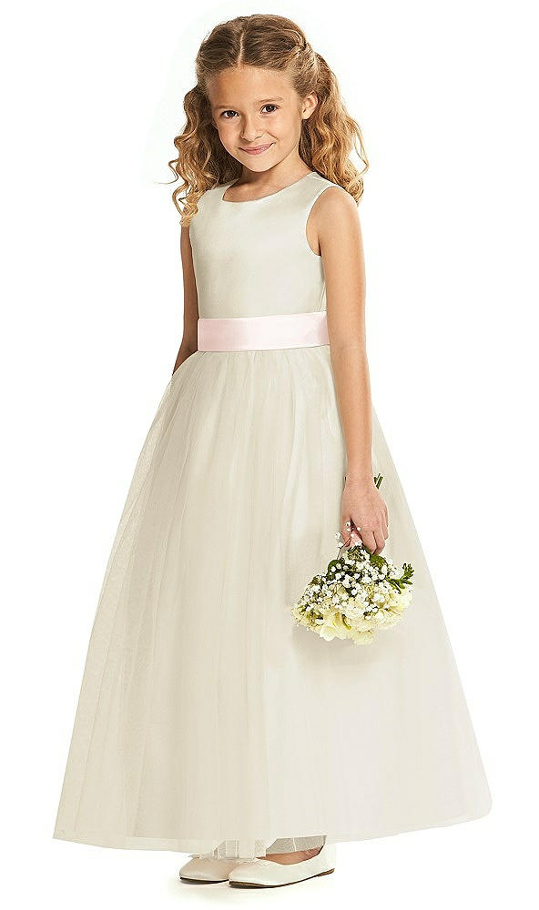 Front View - Champagne & Blush Flower Girl Dress FL4060