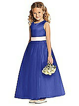 Front View Thumbnail - Cobalt Blue & Blush Flower Girl Dress FL4060