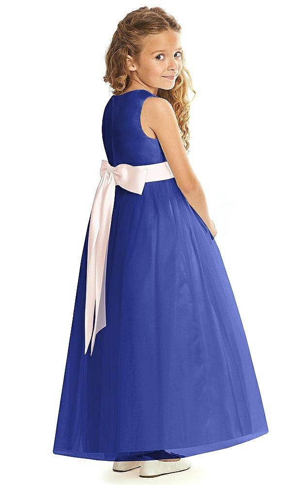 Back View - Cobalt Blue & Blush Flower Girl Dress FL4060