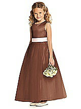 Front View Thumbnail - Cognac & Blush Flower Girl Dress FL4060