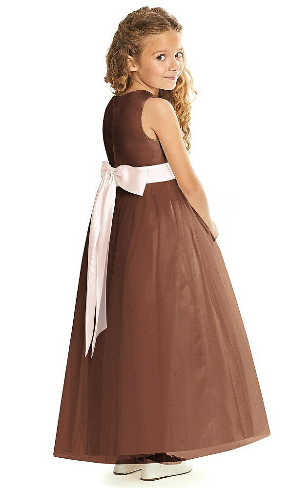 Back View - Cognac & Blush Flower Girl Dress FL4060