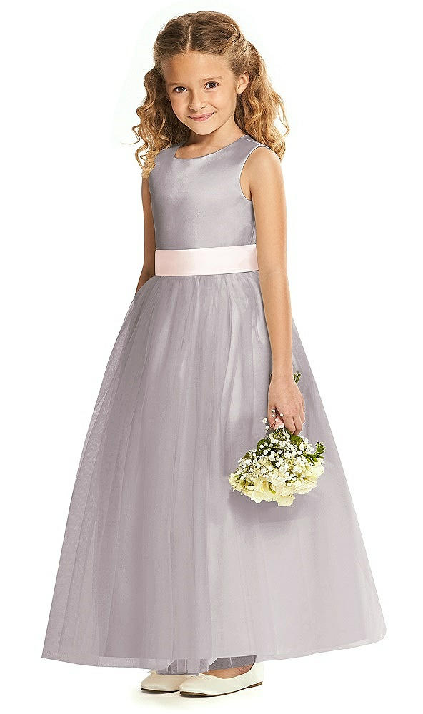 Front View - Cashmere Gray & Blush Flower Girl Dress FL4060