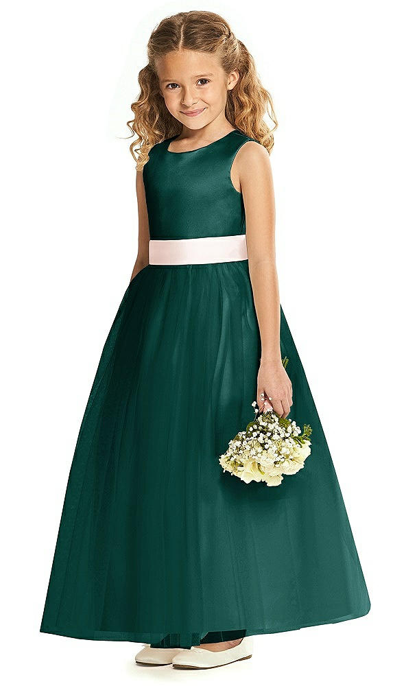 Front View - Evergreen & Blush Flower Girl Dress FL4060