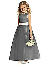 Front View Thumbnail - Gunmetal & Blush Flower Girl Dress FL4060