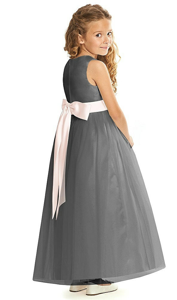 Back View - Gunmetal & Blush Flower Girl Dress FL4060