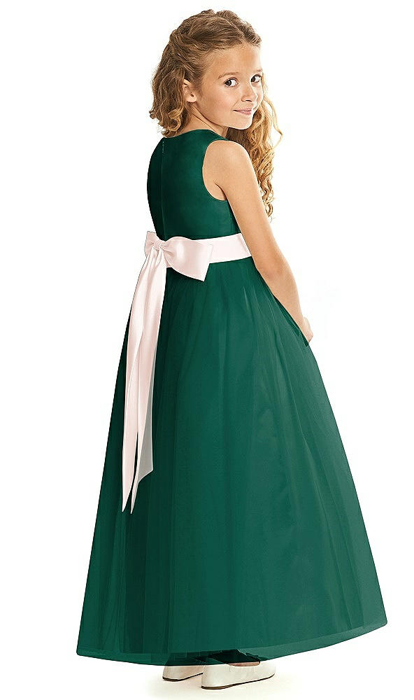 Back View - Hunter Green & Blush Flower Girl Dress FL4060