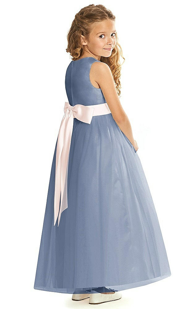 Back View - Larkspur Blue & Blush Flower Girl Dress FL4060