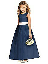 Front View Thumbnail - Midnight Navy & Blush Flower Girl Dress FL4060