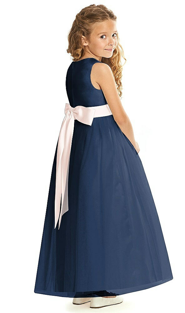 Back View - Midnight Navy & Blush Flower Girl Dress FL4060