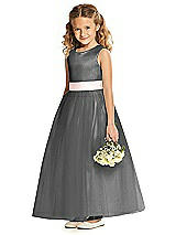 Front View Thumbnail - Pewter & Blush Flower Girl Dress FL4060