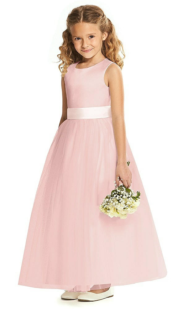 Front View - Rose - PANTONE Rose Quartz & Blush Flower Girl Dress FL4060