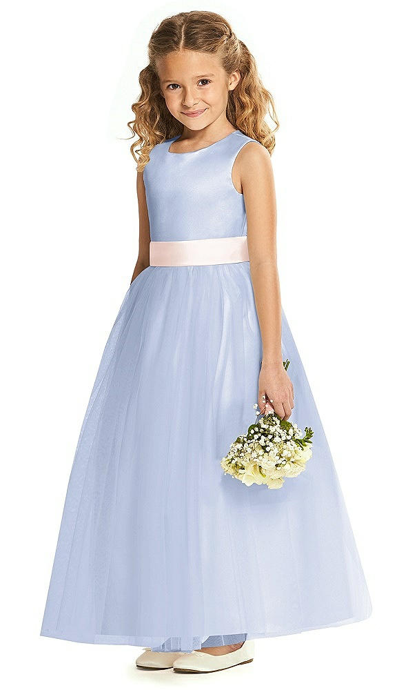 Front View - Sky Blue & Blush Flower Girl Dress FL4060