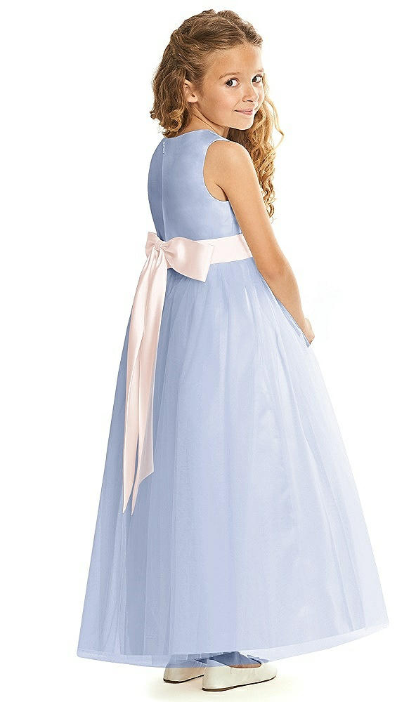 Back View - Sky Blue & Blush Flower Girl Dress FL4060