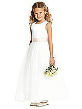 Front View Thumbnail - White & Blush Flower Girl Dress FL4060