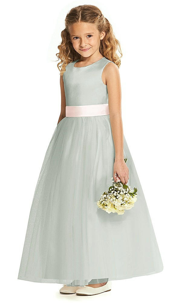 Front View - Willow Green & Blush Flower Girl Dress FL4060