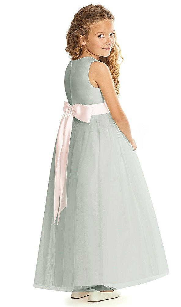 Back View - Willow Green & Blush Flower Girl Dress FL4060