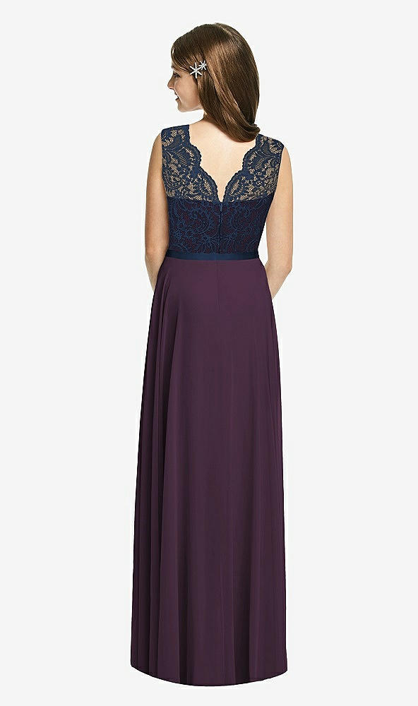 Back View - Aubergine & Midnight Navy Dessy Collection Junior Bridesmaid Dress JR542