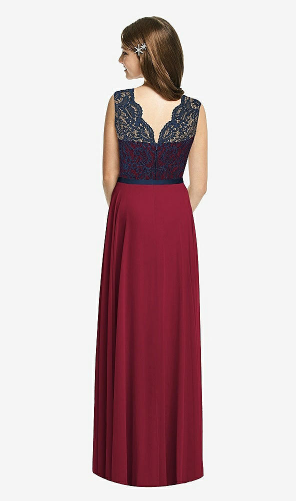 Back View - Burgundy & Midnight Navy Dessy Collection Junior Bridesmaid Dress JR542