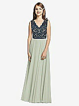 Front View Thumbnail - Celadon & Midnight Navy Dessy Collection Junior Bridesmaid Dress JR542