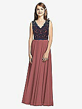 Front View Thumbnail - English Rose & Midnight Navy Dessy Collection Junior Bridesmaid Dress JR542