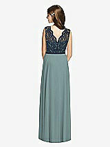 Rear View Thumbnail - Icelandic & Midnight Navy Dessy Collection Junior Bridesmaid Dress JR542