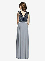 Rear View Thumbnail - Platinum & Midnight Navy Dessy Collection Junior Bridesmaid Dress JR542