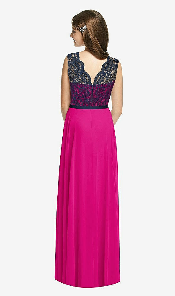 Back View - Think Pink & Midnight Navy Dessy Collection Junior Bridesmaid Dress JR542