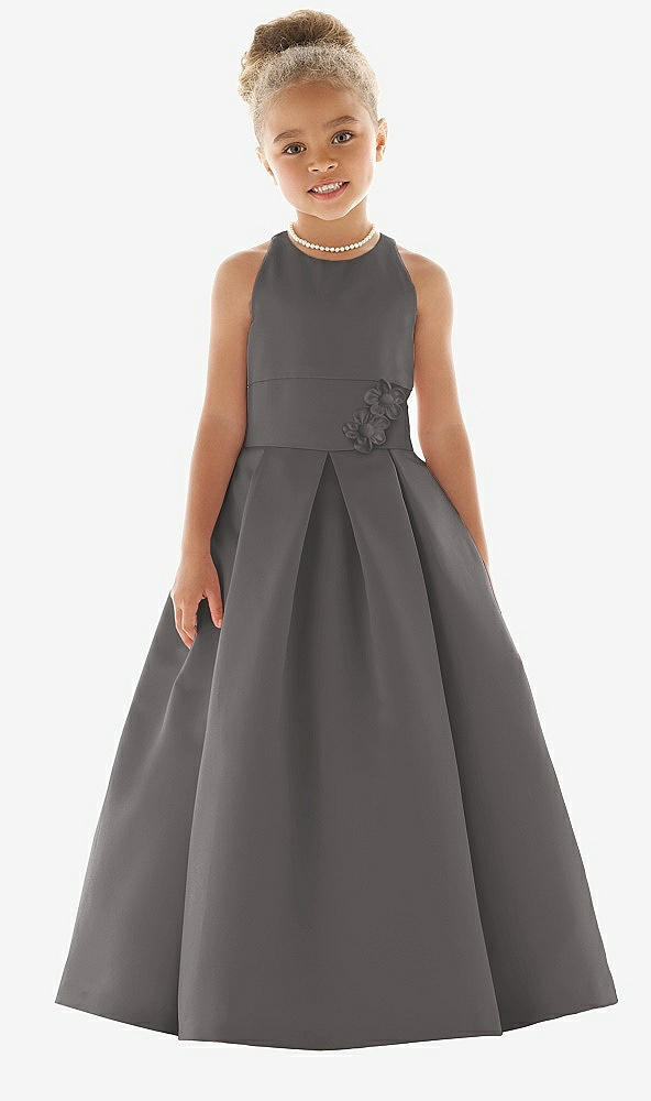 Front View - Caviar Gray Flower Girl Dress FL4059