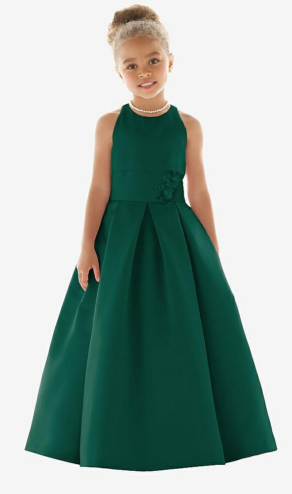 Front View - Hunter Green Flower Girl Dress FL4059