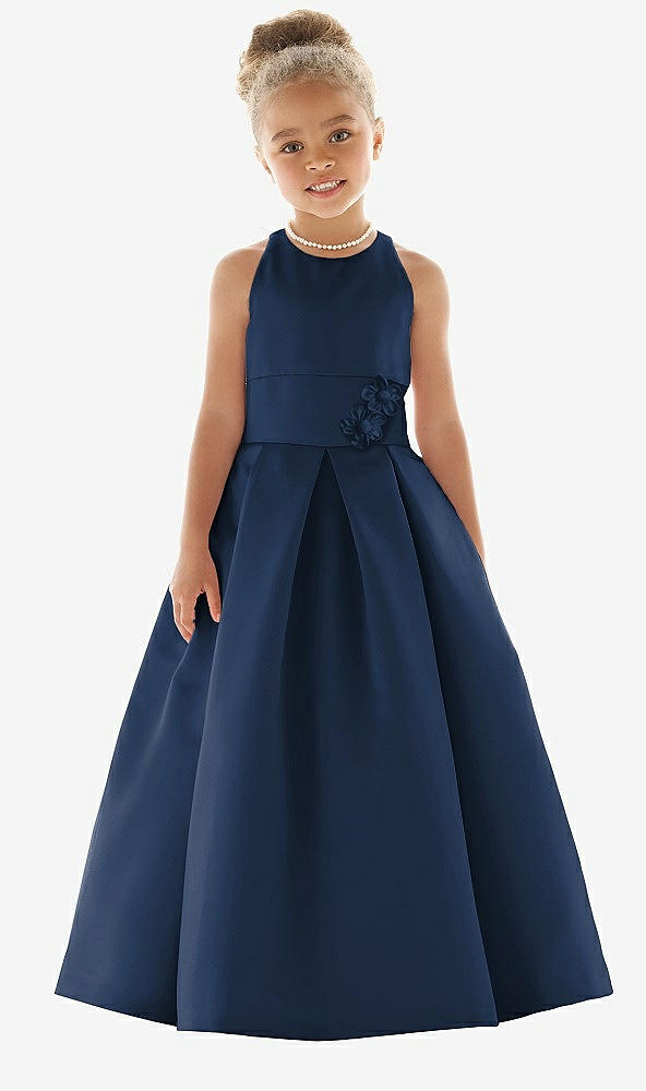 Front View - Midnight Navy Flower Girl Dress FL4059