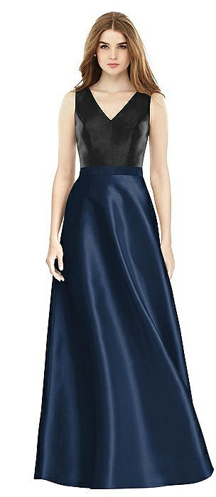 Sleeveless A-Line Satin Dress with Pockets