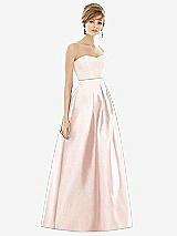 Front View Thumbnail - Blush & Blush Strapless Pleated Skirt Maxi Dress with Pockets