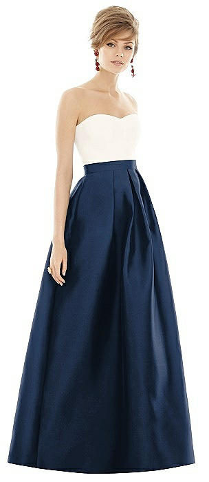 Strapless Pleated Skirt Maxi Dress with Pockets