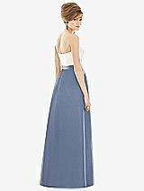 Rear View Thumbnail - Larkspur Blue & Ivory Strapless Pleated Skirt Maxi Dress with Pockets