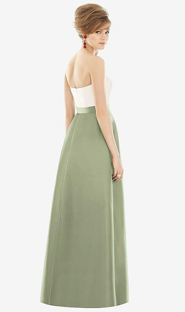 Back View - Sage & Ivory Strapless Pleated Skirt Maxi Dress with Pockets