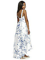 Rear View Thumbnail - Cottage Rose Larkspur Floral Bateau Neck High-Low Junior Bridesmaid Dress with Pockets