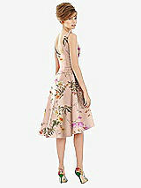 Alt View 2 Thumbnail - Butterfly Botanica Pink Sand Bateau Neck High Low Floral Satin Cocktail Dress