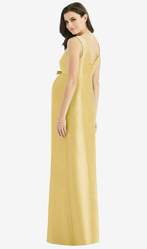 Back View - Maize Sleeveless Satin Twill Maternity Dress