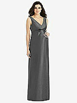 Front View Thumbnail - Gunmetal Sleeveless Satin Twill Maternity Dress