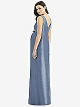 Rear View Thumbnail - Larkspur Blue Sleeveless Satin Twill Maternity Dress