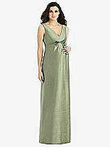 Front View Thumbnail - Sage Sleeveless Satin Twill Maternity Dress