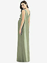 Rear View Thumbnail - Sage Sleeveless Satin Twill Maternity Dress