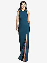 Front View Thumbnail - Atlantic Blue Diamond Cutout Back Trumpet Gown with Front Slit