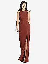 Front View Thumbnail - Auburn Moon Diamond Cutout Back Trumpet Gown with Front Slit