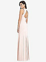 Rear View Thumbnail - Blush Diamond Cutout Back Trumpet Gown with Front Slit