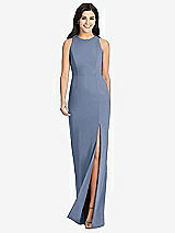 Front View Thumbnail - Larkspur Blue Diamond Cutout Back Trumpet Gown with Front Slit