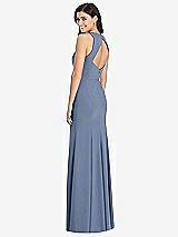 Rear View Thumbnail - Larkspur Blue Diamond Cutout Back Trumpet Gown with Front Slit