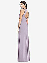 Rear View Thumbnail - Lilac Haze Diamond Cutout Back Trumpet Gown with Front Slit