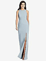 Front View Thumbnail - Mist Diamond Cutout Back Trumpet Gown with Front Slit