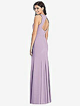 Rear View Thumbnail - Pale Purple Diamond Cutout Back Trumpet Gown with Front Slit